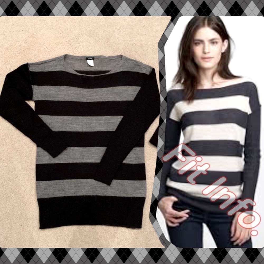 J.Crew Dulphine Sailor Striped Sweater, Black/Gray